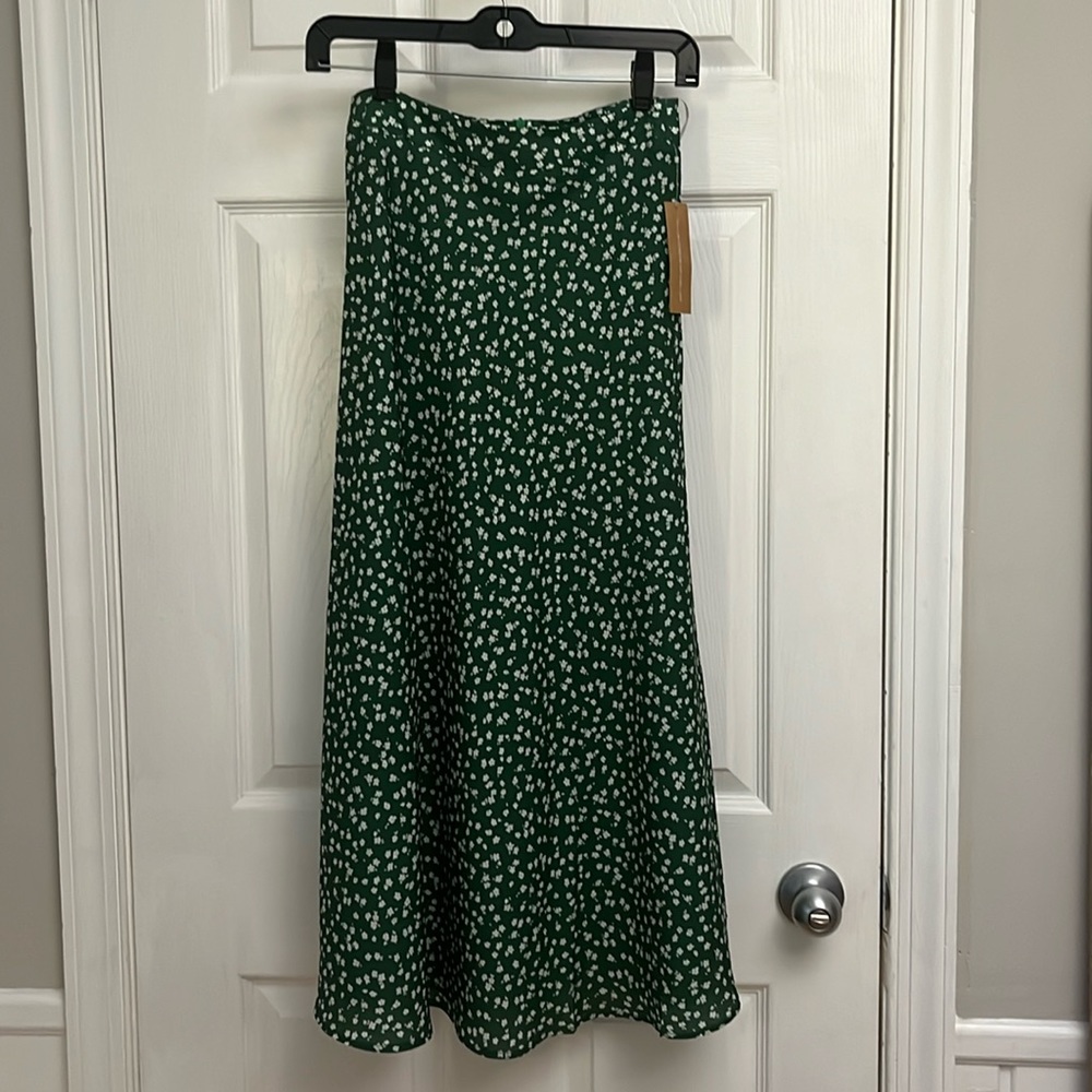 Kourt midi skirt green floral XS
